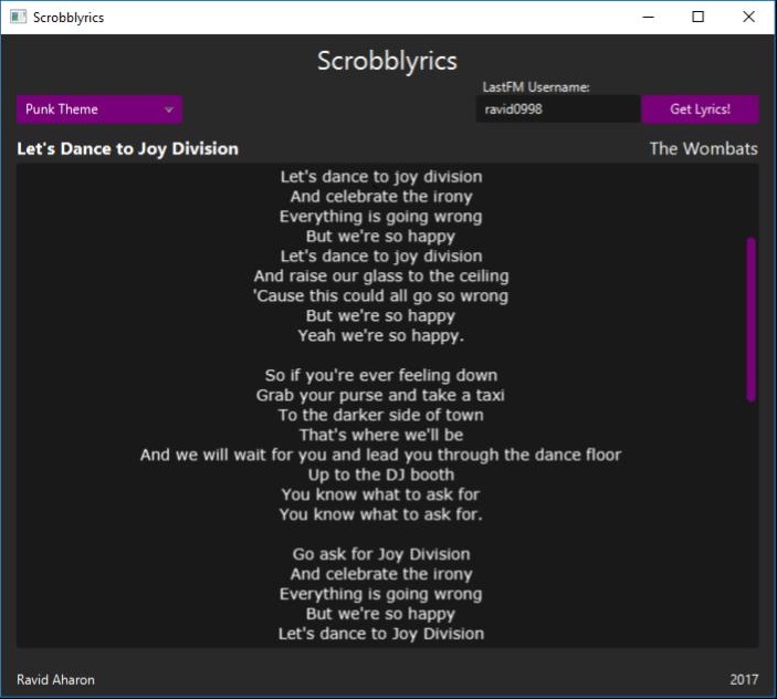 Scrobblyrics Screenshot